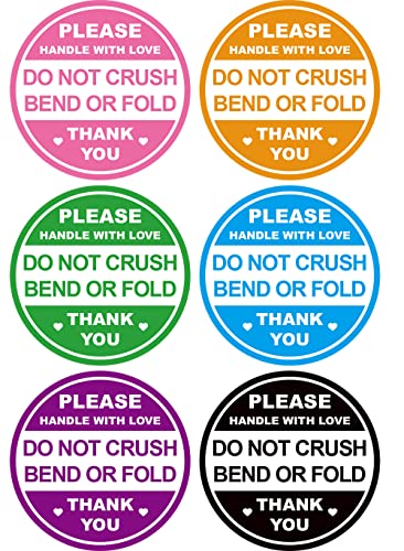 Étiquettes Ne pas plier pour colis fragiles : lot de 300 stickers de 5,1 cm en 6 couleurs