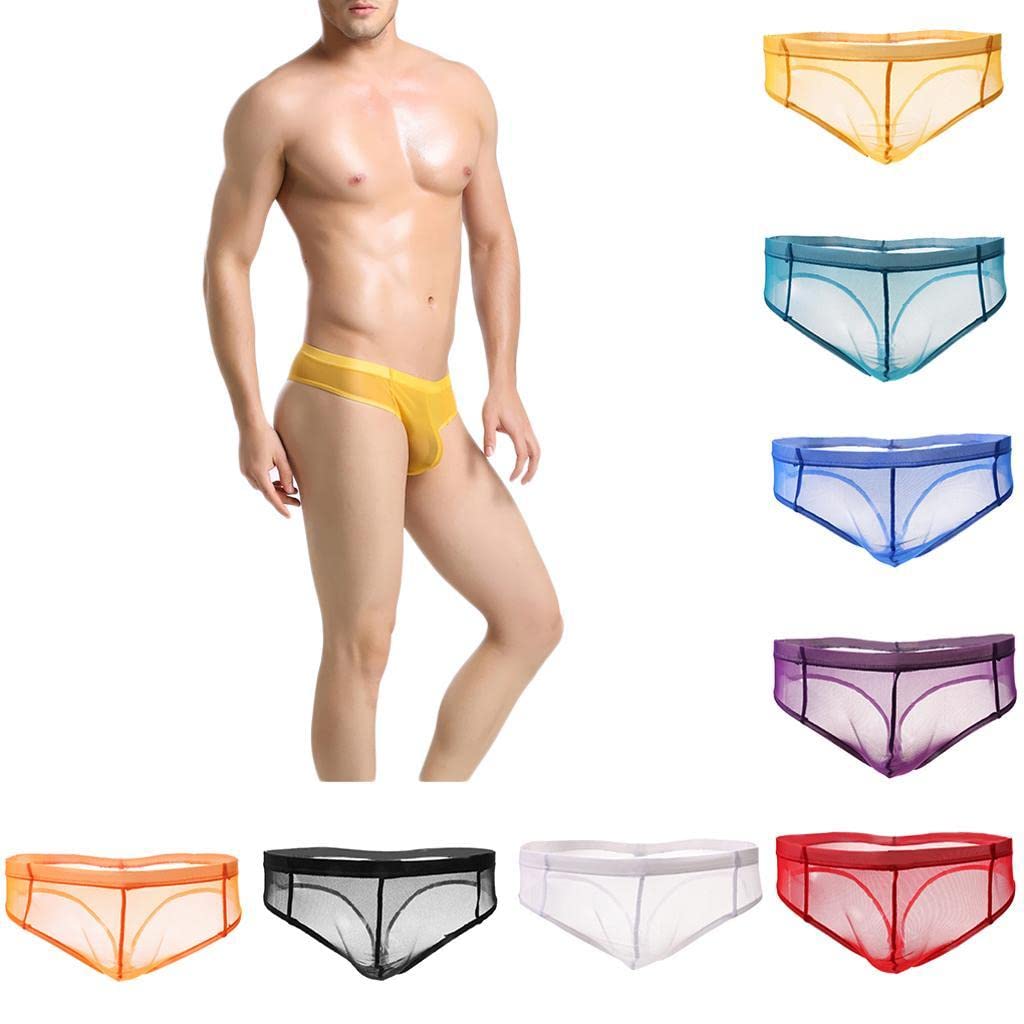 y Low Waist See-Through Sheer Mesh for Men S Yellow|Clothing Shoes & Accessories | Underwear|1 x-image-47