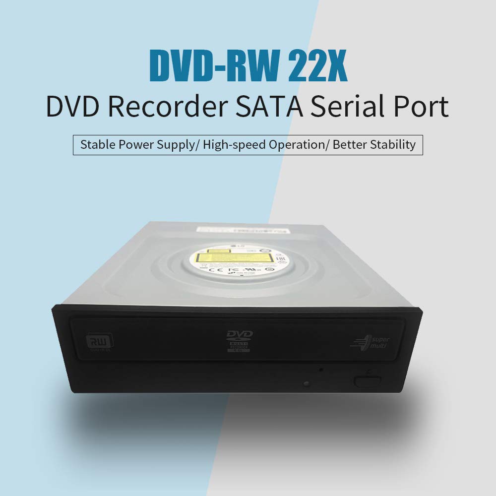 Ajcoflt DVD-RW 22X Grabadora de DVD SATA Puerto Serial Lector de DVD para PC de escritorio