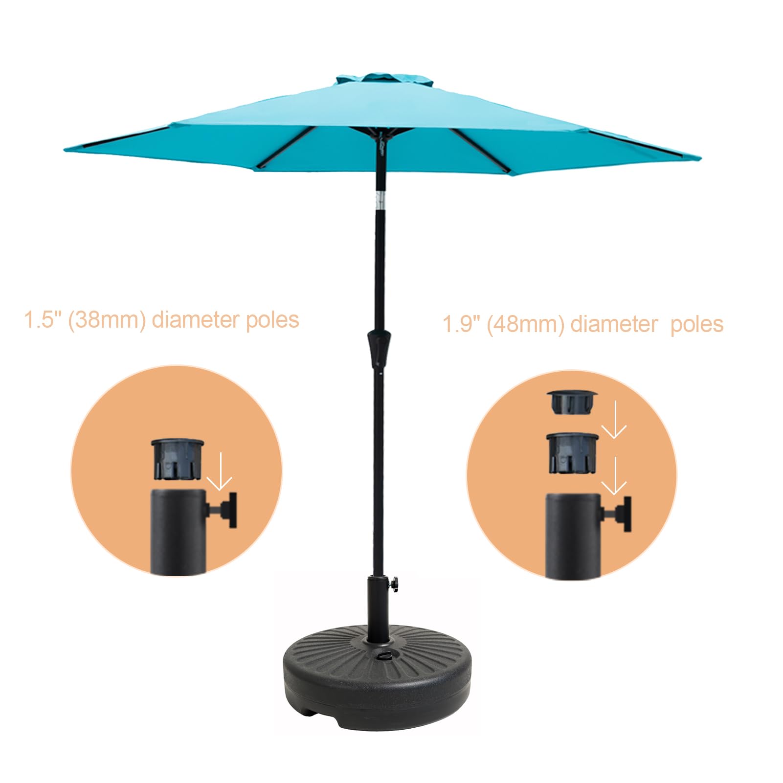 C-Hopetree 35kg Heavy Duty Water Fillable Base Stand for Outdoor Patio Garden Parasol Table Umbrella, Black - Image 3