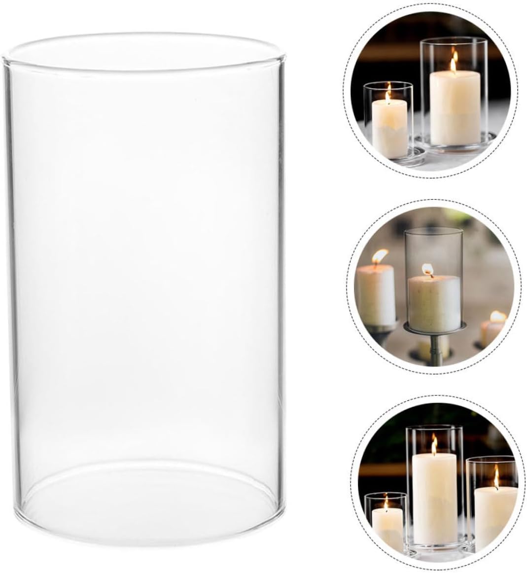Clear Glass Candle Shade Cover Open Ended Decorative Chimney for Candle Holders Versatile Design for Home Decor DIY Projects and Elegant Table Centerpieces