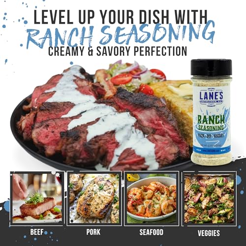 Image of Lane's Ranch Seasoning Powder, 4.27 oz - Versatile Ranch Powder for Wings, Veggies, Popcorn, Dips, Dressing & Pizza - Bold Buttermilk Herb Flavor, Gluten-Free, All-Natural, Low Sodium Seasoning