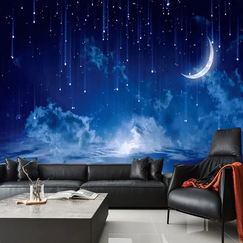 Papier peint 3D bleu ciel nocturne pour illuminer les rêves de vos enfants 200x140 cm