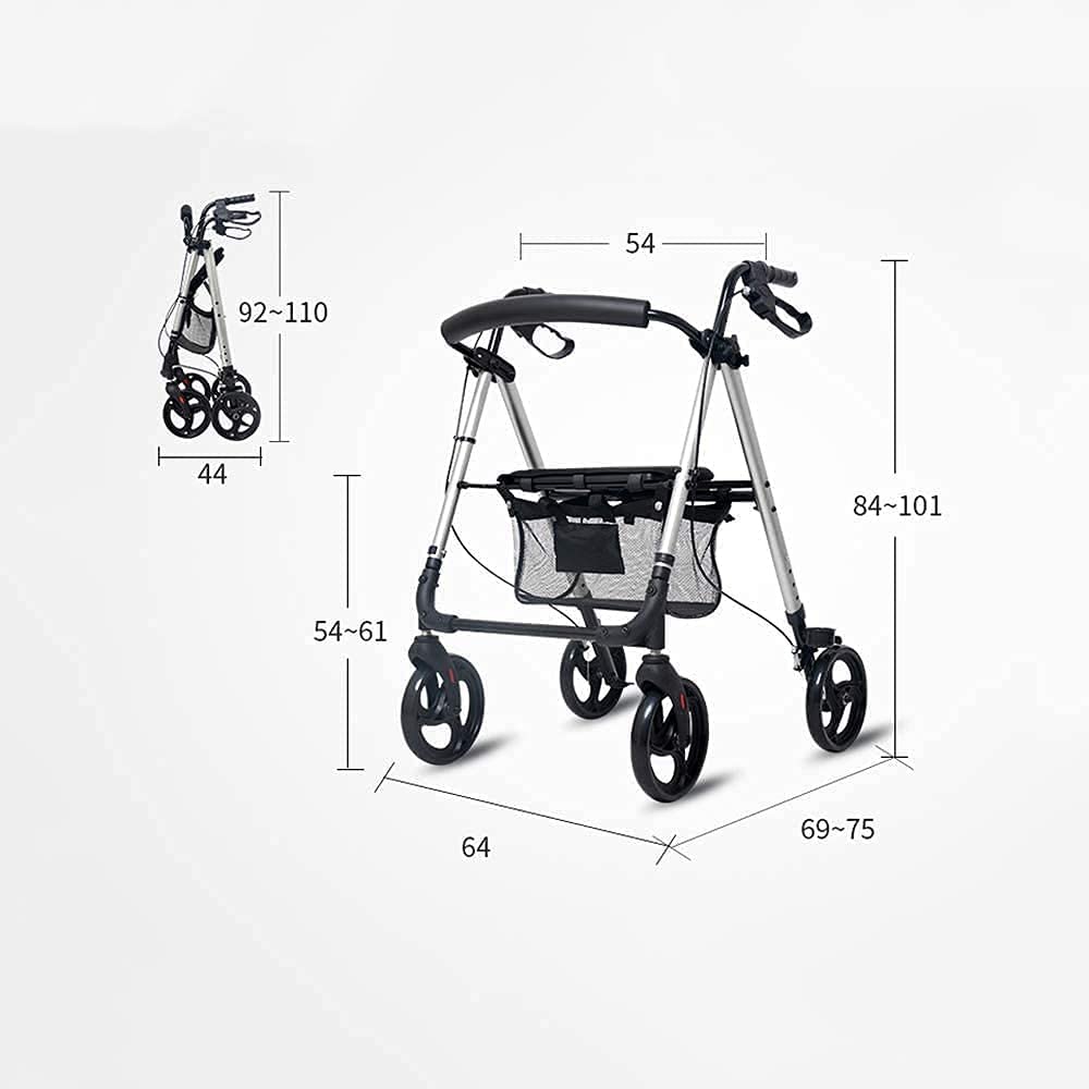 Deambulatori per Anziani Deambulatore Deambulatore Deambulatore Deambulatore per Anziani e Adulti Deambulatore Elettrico in Alluminio Leggero, deambulatore Regolabile con Sedile per Anziani,