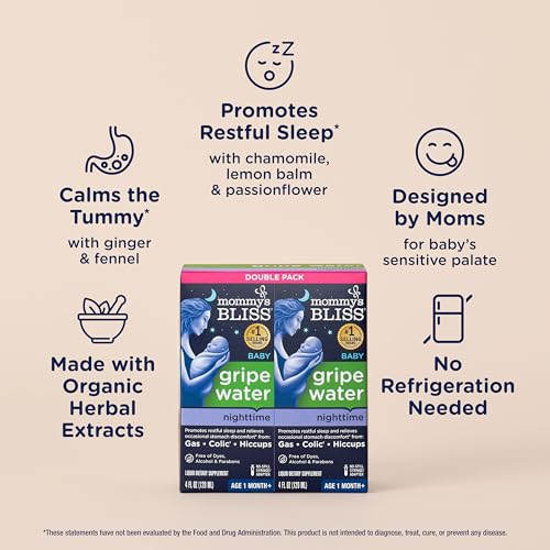 Mommy's Bliss Gripe Water Night Time, Relieves Stomach Discomfort From Gas, Colic, Fussiness, & Hiccups, Gentle & Safe, For Infants Age 1 Month+, 4 Fl Oz (Pack of 2) - Image 5