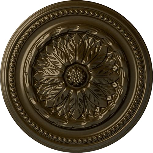 Image of Ekena Millwork 15 3 /4 inchOD x 1 7 /8 inchP Chester Fits Canopies up to 2 1 /4 inch Ceiling Medallion, Brass