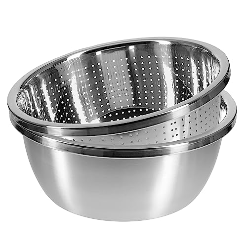 GRÄWE Seiher und Schüssel Set, Ø 28 cm, 2-teilig, Edelstahl