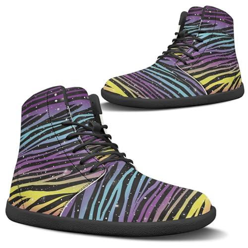 Image of Fashion Print Womens Mens High Top Barefoot Sneakers Flat Shoes
