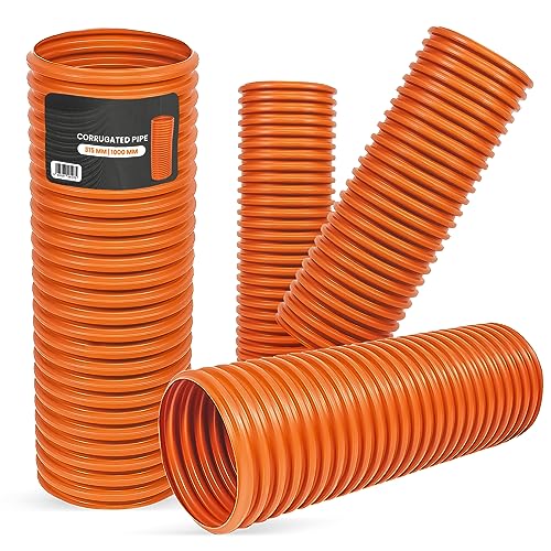 Instalguru Tuyau d'égout ondulé DN315 kg - Orange - Polypropylène - Longueur : 1000 mm