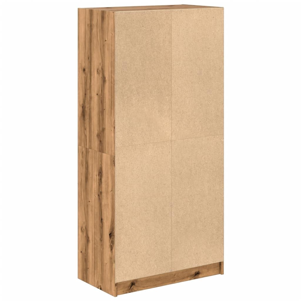 Homgoday Armario alto con puertas, armario multiusos para salón, roble Artisan, 68 x 37 x 142 cm, material de madera