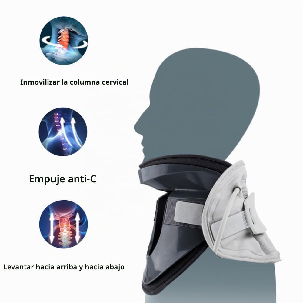 NEWFUN Dispositivo De Tracción Cervical,Collarin Cervical,Alineador Cervical Stress Inmune,Estirador de Cuello Tracción Ajustable,Soporte de Cuello Inflable,para Aliviar el dolor de Cuello