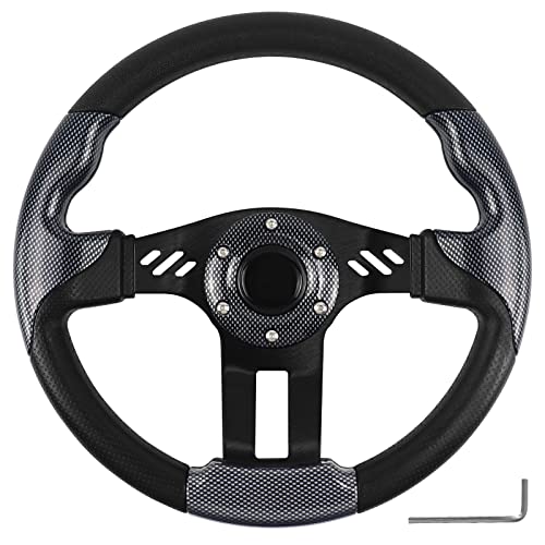 QYMOPAY Skid Steering Wheel, Universal Golf Cart for Club Car EZGO RXV and TXT, Yamaha, Precedent Tempo, DS(5115Black) by QYMOPAY - Used condition - US$27.37