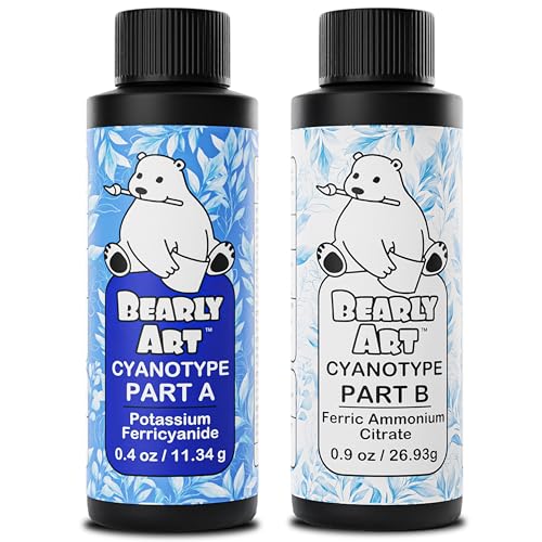 Bearly Art Cyanotype Kit - Sun - Solar Print Set for Photographic Printing on Paper and Fabric - 2 Part Sensitizer - Archival - Creates 32 8