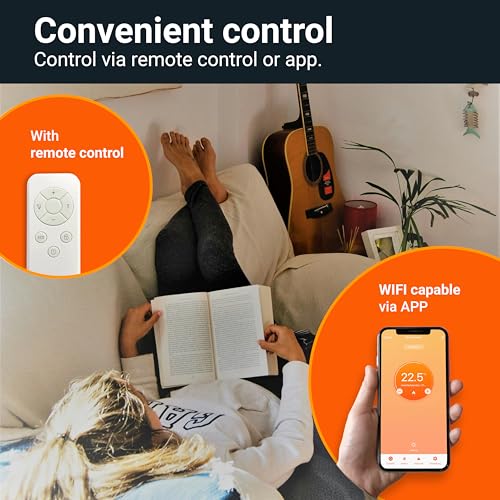 Könighaus 600W Smart Dual Space Heater – Wall heater and mobile use – WiFi App Control & Remote – Includes Towel Rack, Stand Feet & Mounting Kit – Color: White by Könighaus - Image 4