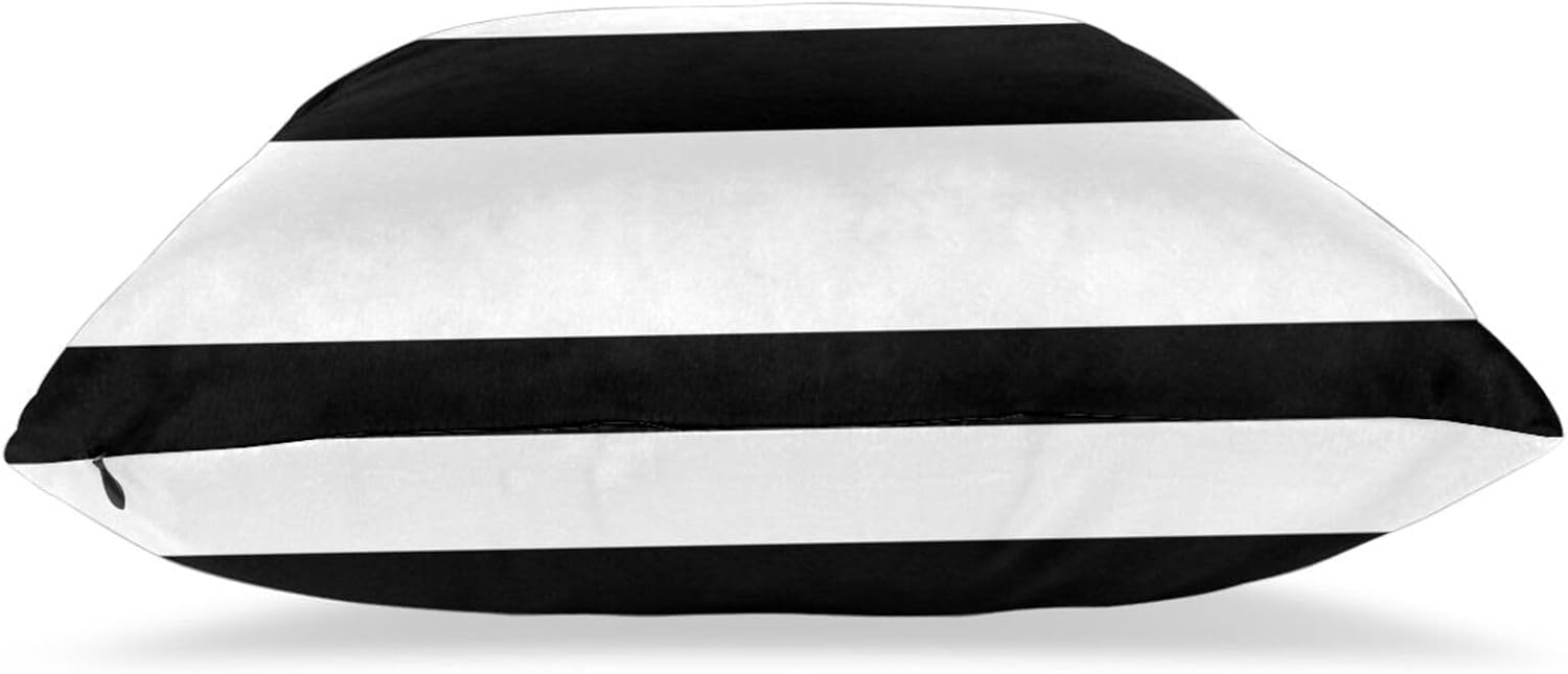 Stripes Black White Print Square Pillow Set of 2 Decorative Pillows Cushion Covers for Couch Chair Bedroom (Does Not Contain Pillow Core)
