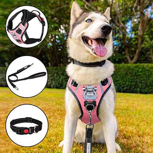 TIANYAO Dog Harness No-Pull Dog Vest Set Reflective Adjustable Oxford Material Pet Harness