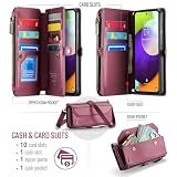 UFinetech Etui do Samsung Galaxy A52/A52s 5G, etui z portfelem, etui na telefon blokujący RFID, podpórka, odporne na upadki, bezprzewodowe przegródki na karty ładowania, skóra PU, torba na ramię,