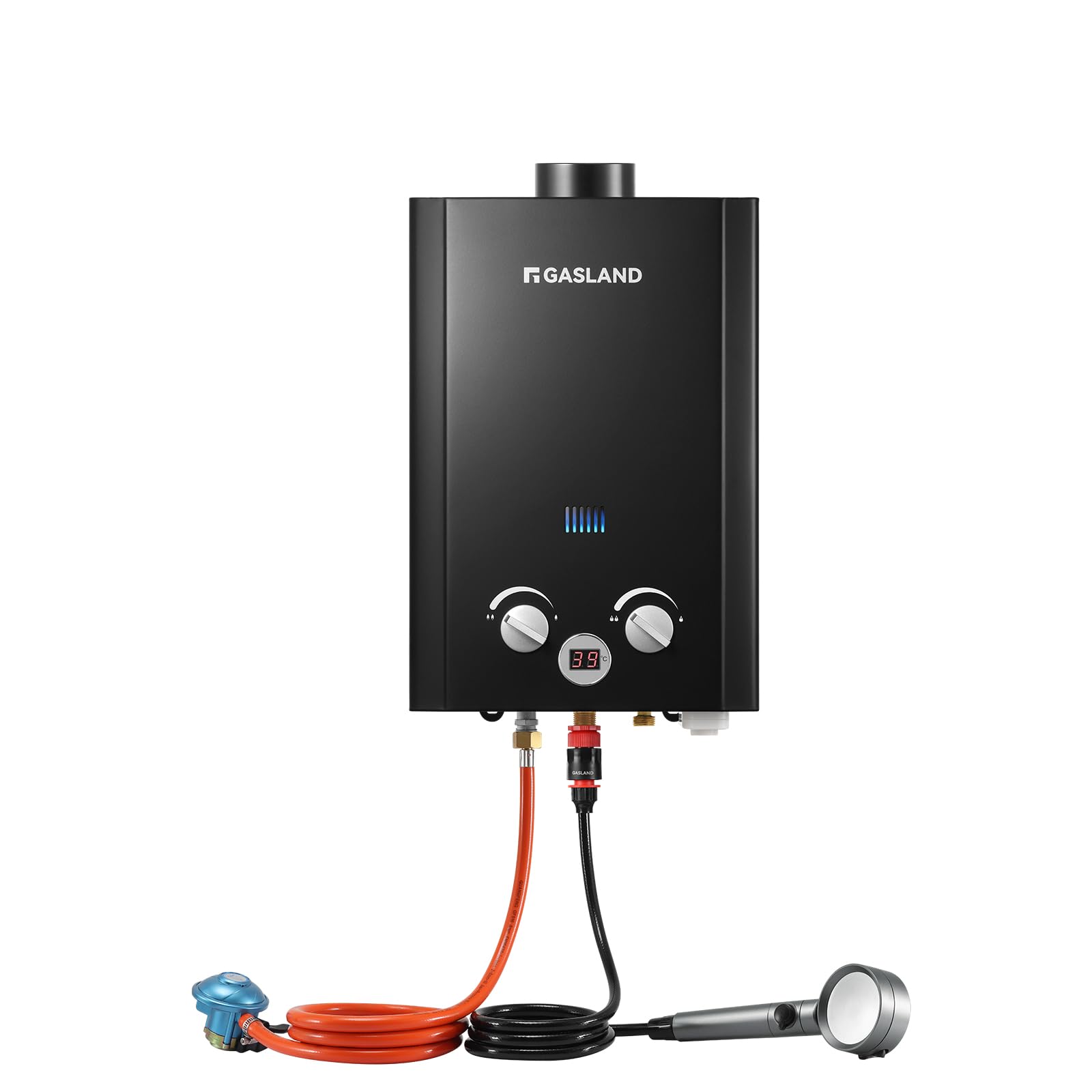 GASLAND BE264B chauffe-eau à gaz 10L 30/37mbar, système de douche chaude sans réservoir pour l'extérieur avec affichage numérique, chauffe-eau LGP instantané pour la douche de camping-car Shower