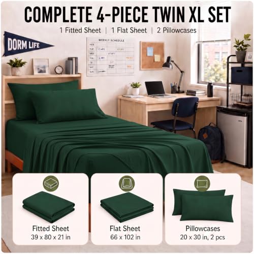 Image of CozyLux 4-Piece Twin XL Sheets, Fits 18-21 Inch Mattresses, Oeko-TEX