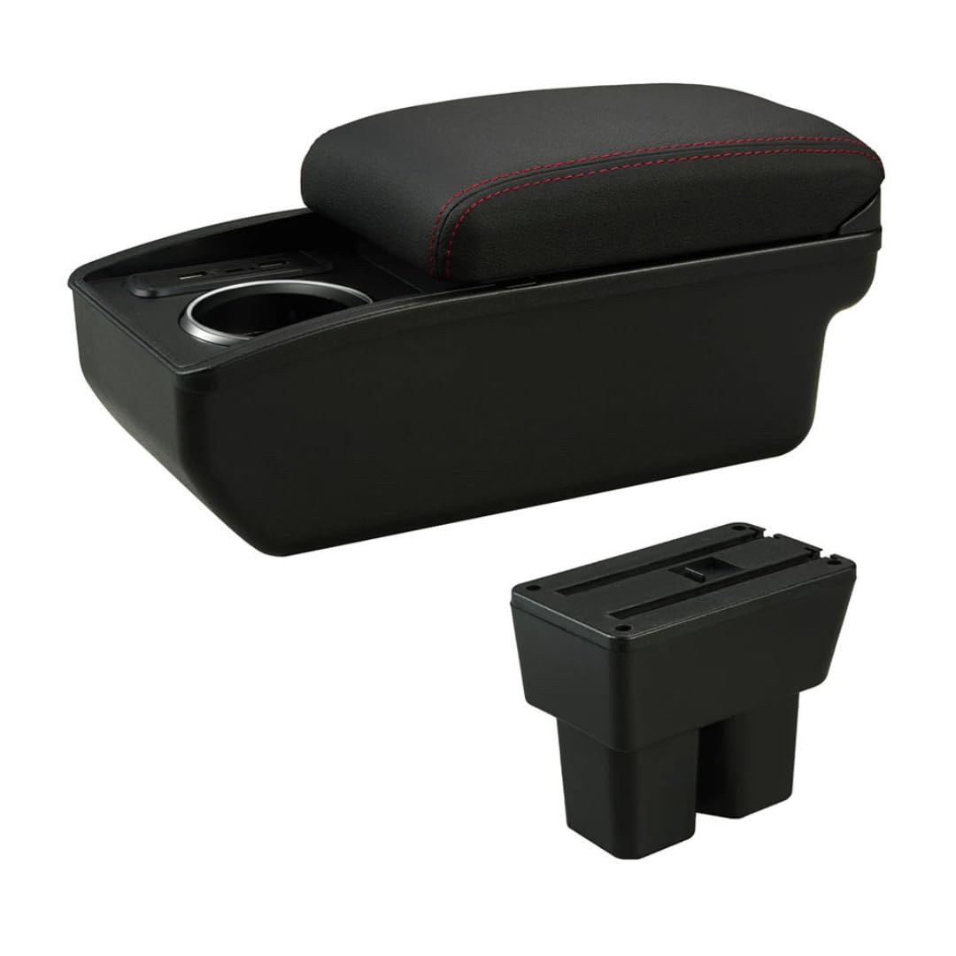 Toiumops Armrest for Suzuki Jimny 2019-2024, Car Armrest Box Center Console Store box(C1 Red Line 6USB)