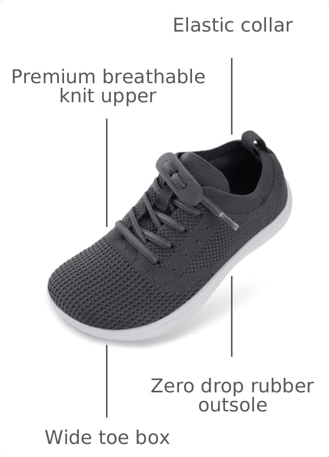 Image of WHITIN Toddler /Little Kid Wide Barefoot Shoes | Slip on Zero Drop Minimalist Sneakers for Boys Girls | Adjustable No-Tie Lacing Design