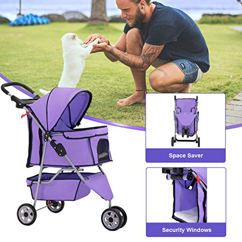 image for BestPet 3 Wheels Pet Stroller Dog Cat Cage Jogger Stroller for Medium 