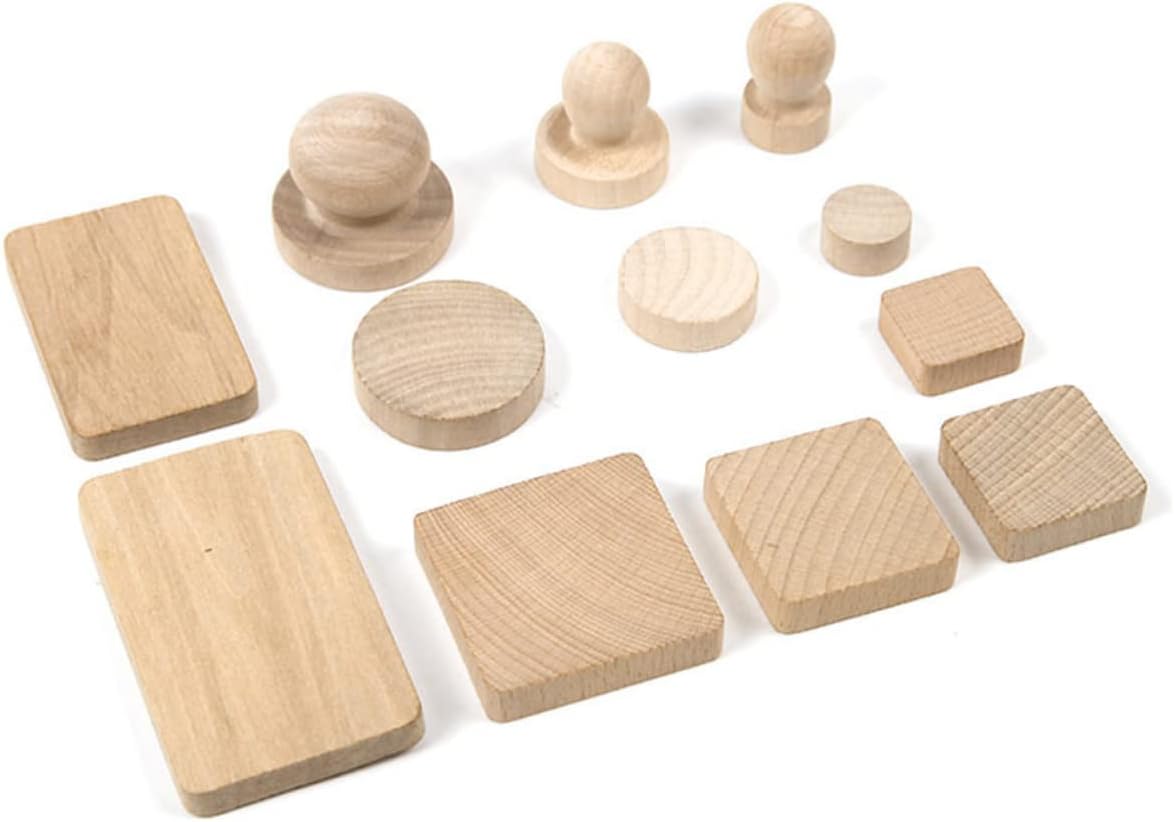 DOITOOL 10pcs Handmade Wooden Stamp Blocks Round Cube Chips for Crafts DIY Projects
