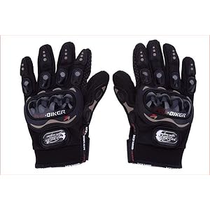Probiker Synthetic Leather Motorcycle Gloves (Black, XL)