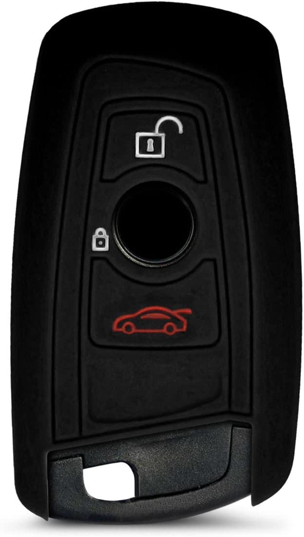 Cover Chiave Auto in Silicone Compatibile con BMW 3 Tasti Custodia Protettiva Copri Telecomando Gomma Portachiave Macchina (Nero)
