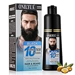 Men's 3 in 1 Black Beard Dye Shampoo, Simpler Color for Men's Beard & Mustaches, Long Lasting Gray Reducing 200 ml