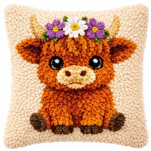 YOOTOM Calf Latch Hook Pillow Kits,Crochet Cushion Making Kits