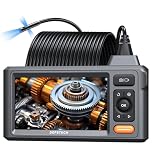 DEPSTECH 15M Triple Lens Endoscope Inspection Camera, 1080P HD Drain Pipe Borescope with Light, 5'' IPS Screen, IP67 Waterproof Sewer Snake Camera with 32G Card & Carry Case