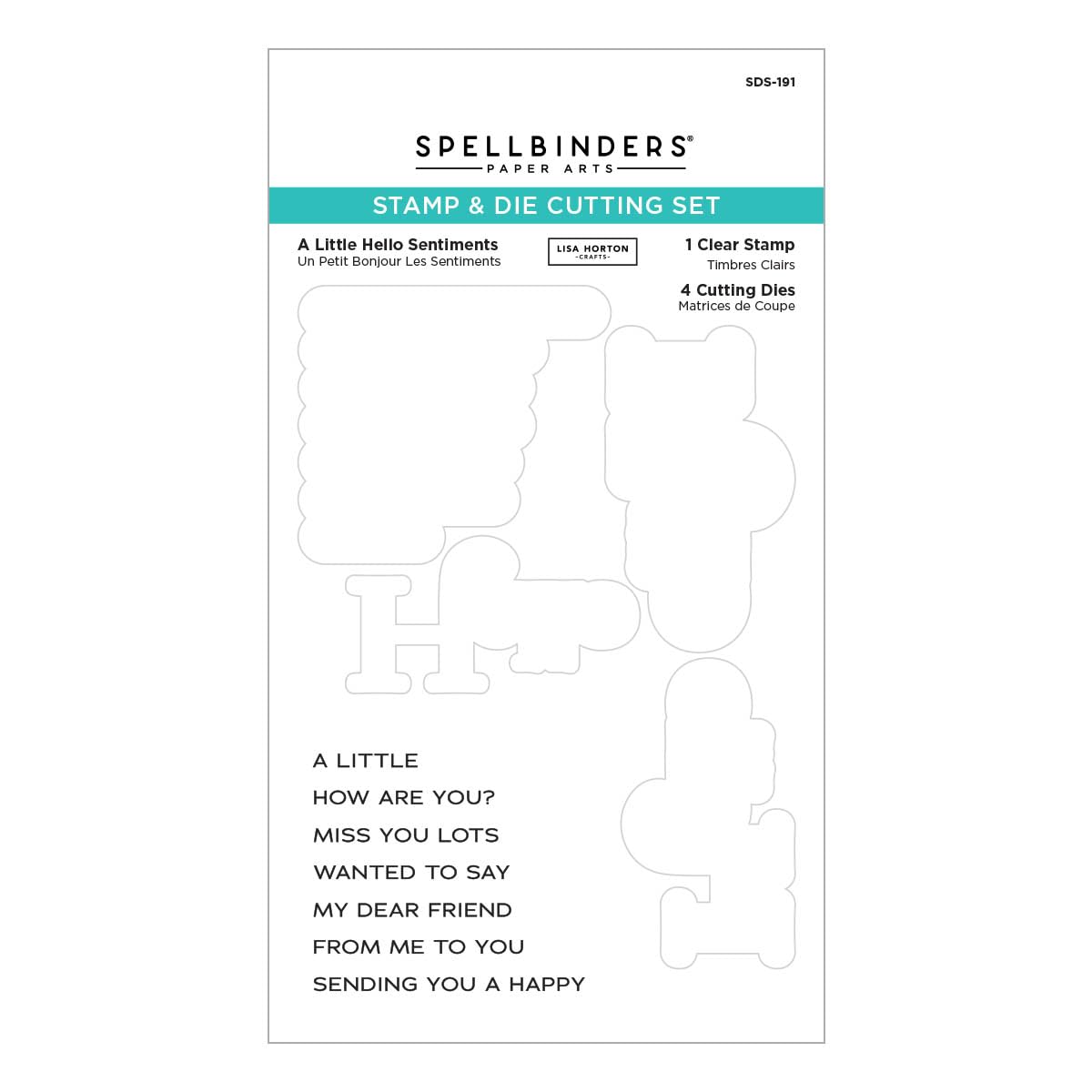 Spellbinders A Little Hello Sentiments Clear Stamps And Die Set By Lisa Horton