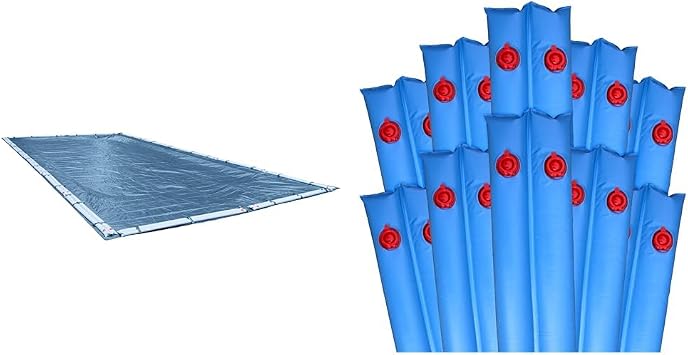 Pool Mate 351624RPM Winter Pool Cover with Tubes, Heavy-Duty Blue, 16 x 24 ft Inground Pools