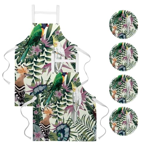 Tabliers de cuisine tropicale par 2 : ensemble imperméable pour bistrot