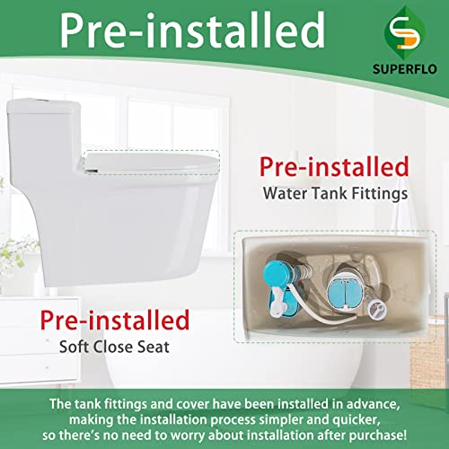 Superflo Upflush Toilet Basement With 600W Macerating Toilet Pump | One Piece Toilet & Ac Toilet Pump Max Pumping To V26.2 & H262 Feet 3 Inlets For Bathroom Sink & Tub #TOP5