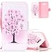 Produktbild EMAXELERS Galaxy A5 2017 Bunte Blumen Schmetterling Anime Marmor PU Leder Ledercase Flip Tasche Wallet Schutzhülle Etui Tasche Handytasche für Samsung Galaxy A5 2017,Pink Peach Flowers Tree