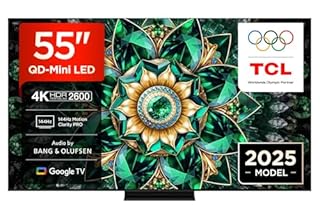 TCL 55Q7C-UK QD-Mini LED TV, 4K HDR Premium 2600, Smart TV Powered by Google TV (Dolby Vision IQ & Atmos, HVA Panel, Audio by Bang & Olufsen, 144Hz Motion Clarity Pro)