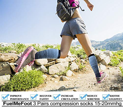 Image of FuelMeFoot 3 Pack Copper Compression Socks - Compression Socks Women & Men Circulation - Best for Medical,Running,Athletic