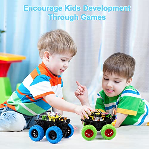M Sanmersen Car Toys For Boys 3-5 Years Old - Monster Toys Truck 2 Pack 360° Rotating Stunt Cars - Toddler Car Toys For Boys Girls Birthday Christmas Party Gifts #TOP7