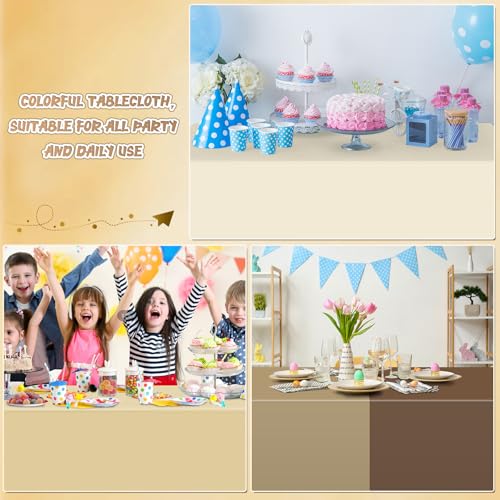 YIDAKO 12Pcs Brown Plastic Disposable Tablecloths,4 Gradient Brown Colors Rectangle Table Cover Waterproof Table Cloth for Fall Thanksgiving Birthdays Weddings Parties Decorations,54 x 108 Inch by YIDAKO - Image 7
