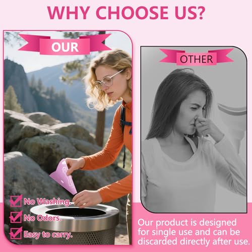 FAMJOALE Disposable Female Urination Device, 10PCS Portable Pee Funnel for Women, Portable Standing Pee Pocket Cup, Waterproof Foldable Outdoor Travel Urinal Toilet for Camping Hiking Pregnant