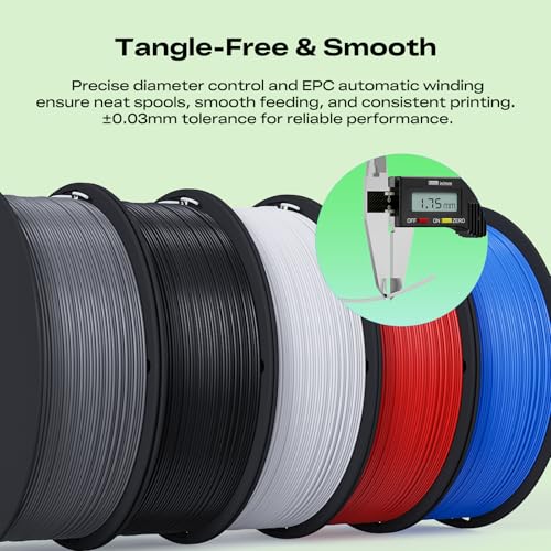 Image of Creality 3D Printer Filament Bundle 4KG, 4 Pack 1kg Spool(2.2lbs) 1.75mm PLA Filament Bulk + /- 0.02mm, for Most FDM 3D Printers, White and Black