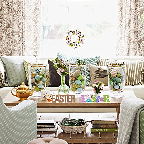 Hogardeck Easter Decorations For The Home, Hogardeck 2 Pcs Rustic Happy Easter Wood Sign Colorful Wooden Block Signs Table Centerpiece Farmhouse Easter Bunny Eggs Decor For Party Fireplace Tiered Tray Office thumb #7