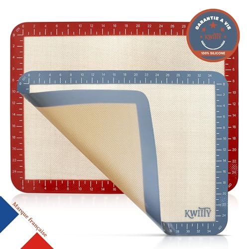 Tapis de Cuisson Silicone avec mesures I 2 Tapis Réutilisables en Silicone Anti-Adhésif, Résistant au Four, Micro-Onde et Lave-Vaisselle I Écologique et Certifié sans BPA I Idéal Pâtisserie 30x40 cm