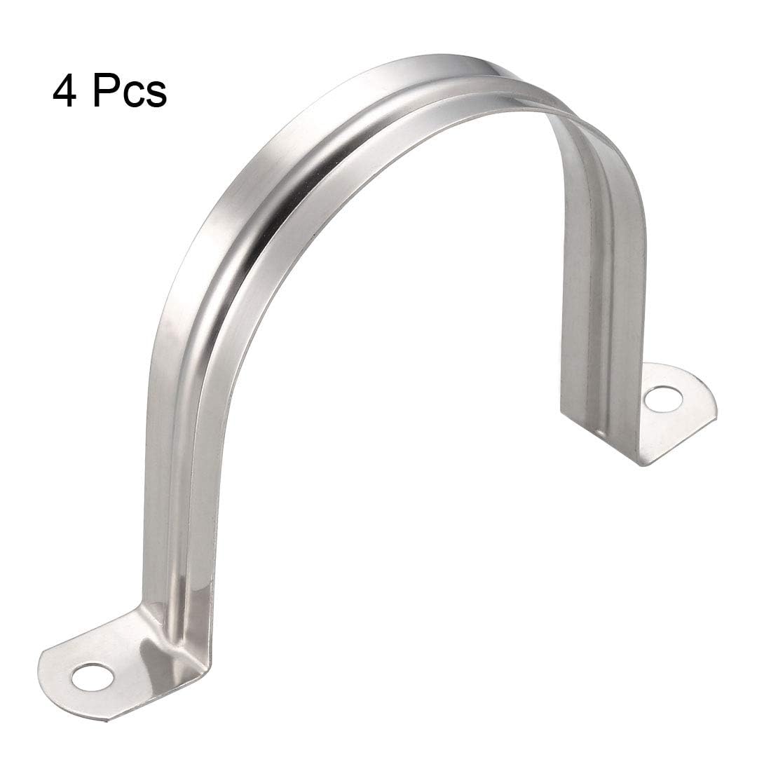 TA-VIGOR 4Pcs Rigid Pipe Straps, 90mm 2 Holes Stainless Steel Tension Tube Clip Clamp - Image 3
