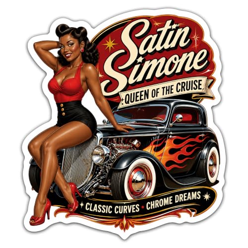 4" Hot Rod Pinup Sticker Satin Simone Vintage Garage Decal