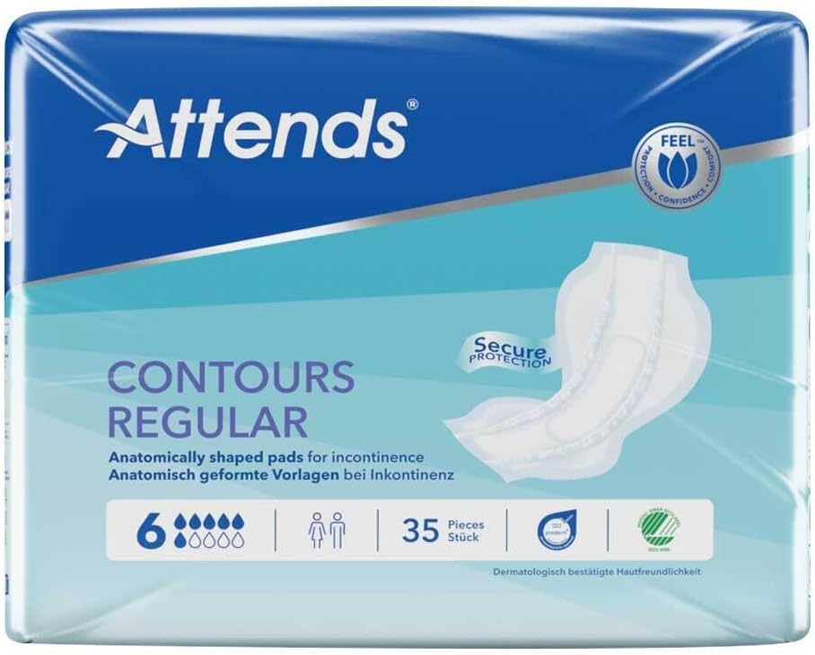Contours Regular 6 - Large Shaped Incontinence Pads (Pack of 35)