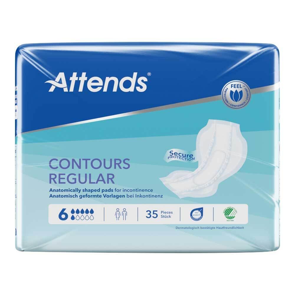 Attends Contours Regular 6 - Large Shaped Incontinence Pads (Pack of 35)