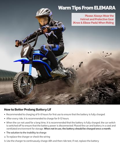 Elemara WJL013LAN0X Electric Dirt Bike, 24V Ride On Toys For Big Kids thumb #5